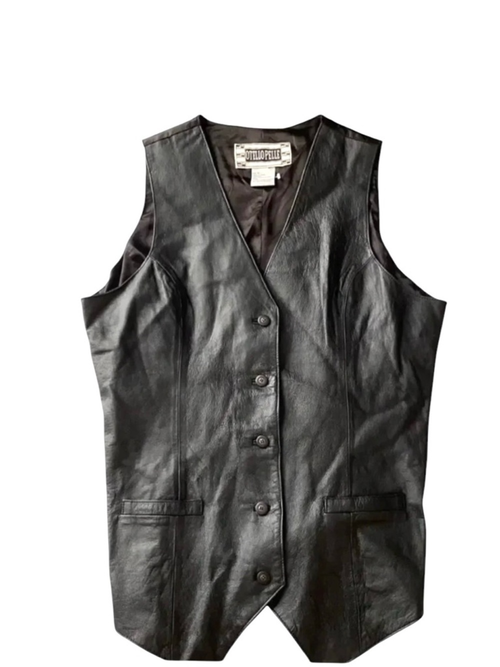 Vintage Black leather Vest Otello Pelle Men’s size XL 100% genuine leather